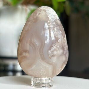 Flower Agate Polished Crystal Egg Carving